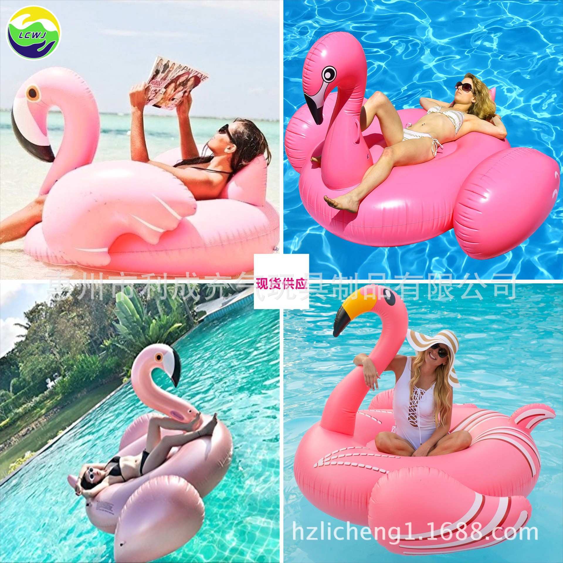 flamingo 水上浮排现货充气火烈鸟浮排PVC充气浮排