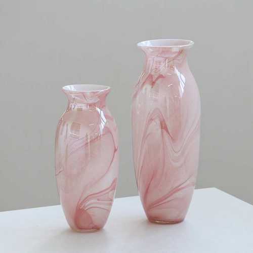 新中式粉色云雾水墨风手工琉璃花瓶客厅样板间民俗酒店高级感装饰