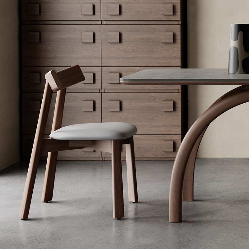 r^意式极简实木餐椅家用现代简约新款电脑化妆椅子北欧吃饭靠背皮