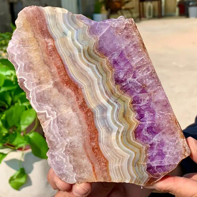 跨境热销天然紫晶玛瑙切片紫水晶风景石摆件天然水晶玛瑙切片