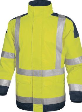 代尔塔工作服 防寒服404011PU荧光防水防雨时尚户外保暖服黄色