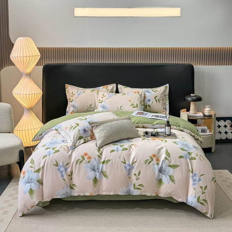 秋冬款全棉加厚磨毛纯棉四件套田园风约被套床单家纺礼品团购