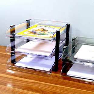 亚克力透明文件盘二三层置物架桌面办公资料收纳架多层分类整理盘