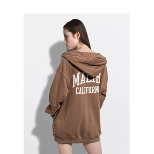 BM卫衣女2026新款秋冬Malibu字母印花美式复古宽松百搭卫衣外套