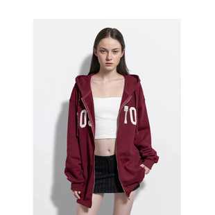 BM卫衣外套女2026新款秋冬BOSTON字母印花美式复古oversize卫衣