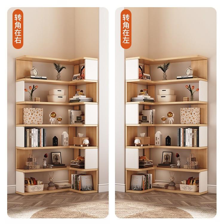 实木落地书架置物架客厅卧室家用学生转角书柜简约现代转角收纳架