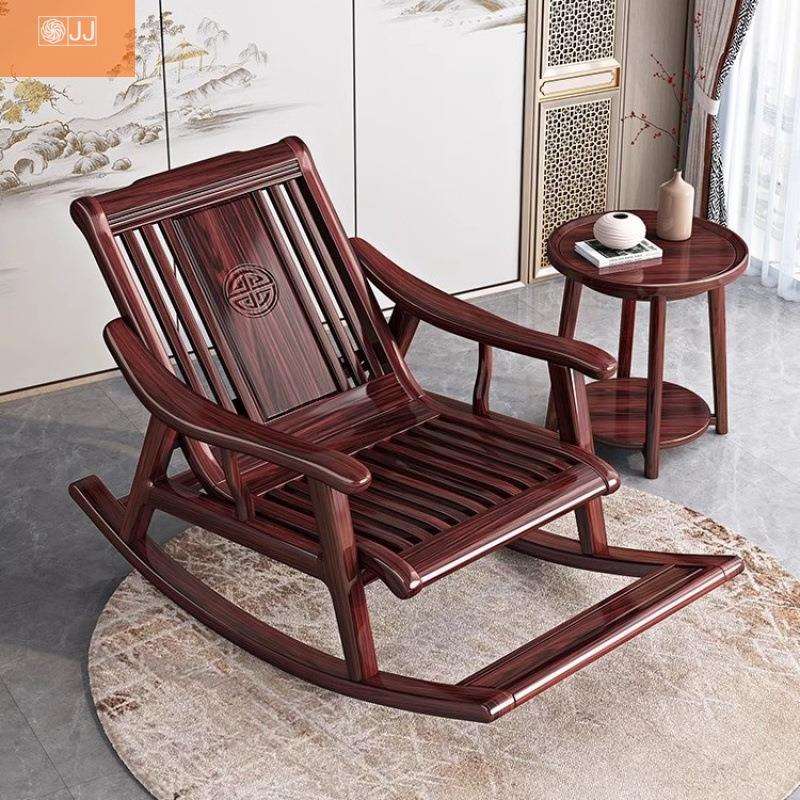 家用阳台逍遥休闲客厅摇摇懒人午睡老人新中式实木摇椅酸枝木躺椅