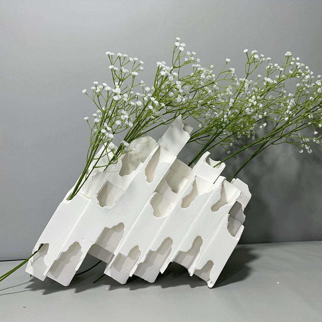 景德巢形陶瓷方管花器售楼处软装饰品样板间雕塑摆件现代简约装饰