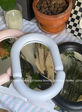 多巴胺博主款椭圆异形不规则梳妆台桌面化妆镜装饰镜自拍道具女生