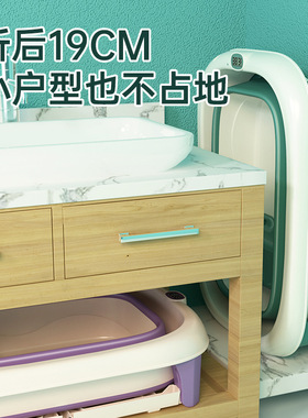 儿童折叠浴桶婴儿泡澡盆洗澡沐浴盆可测温可游泳可坐躺家用沐浴桶