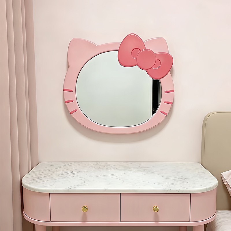 北欧创意装饰镜Hello Kitty造型高清浴室镜萌趣可爱不规则化妆镜