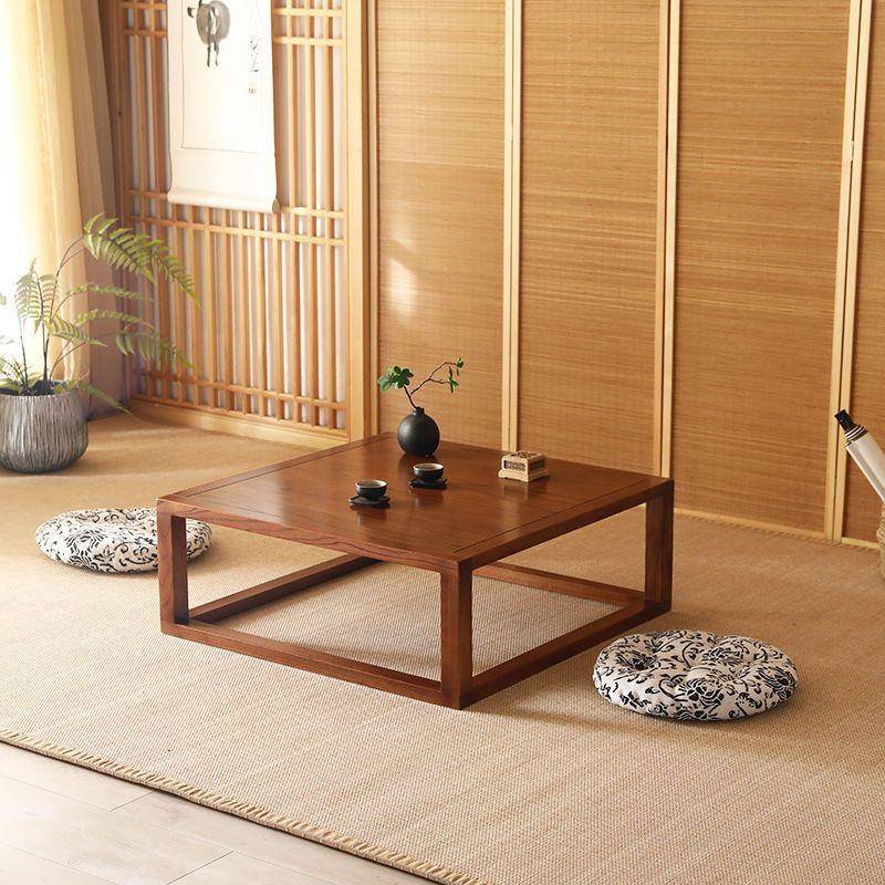 榆木飘窗小茶几实木炕桌日式榻榻米茶几矮桌子方桌简约茶桌地娜幽