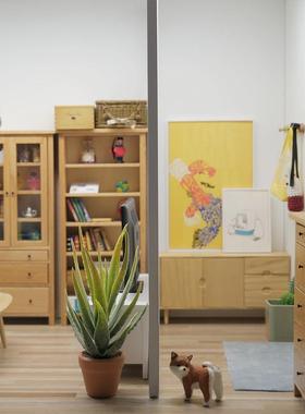 10分12分0b11娃屋配件书房客厅书柜置物架储物柜斗柜微缩模型