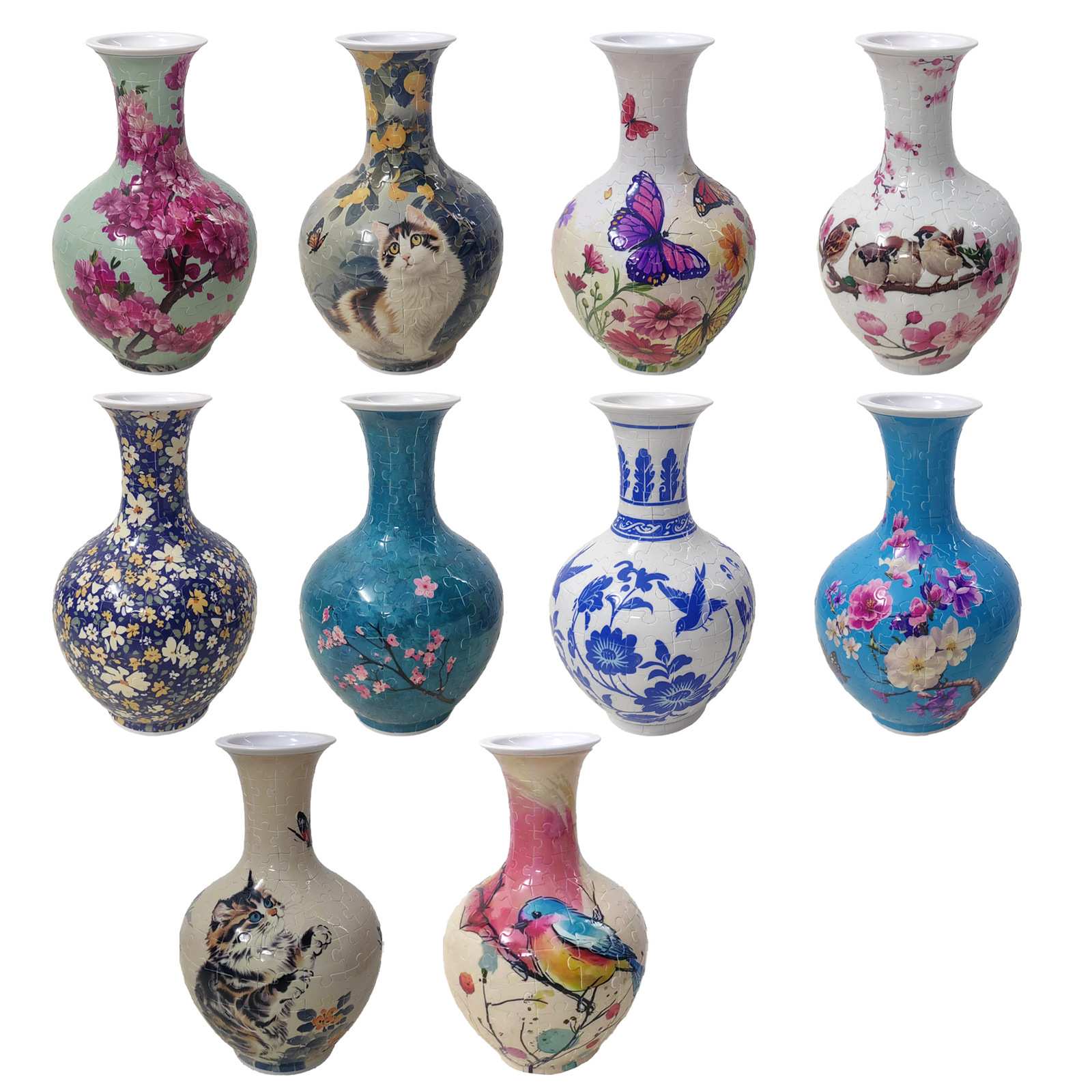 3D立体拼图花瓶积木摆件居家装饰品青花瓷花瓶客厅办公桌插花摆件图片