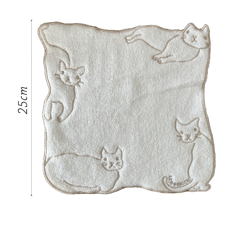 日单方巾 小猫无捻纱t吸水汗巾 手帕 抹布棉质可爱小毛巾