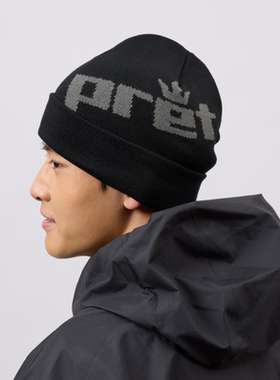 Pret冷帽字母提花黑色冷帽滑雪帽毛线帽针织冷帽原创秋冬保暖男女