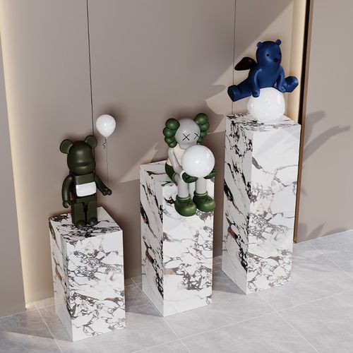 大理石雕塑底座岩板花架板电视柜旁边落地客厅R花架摆件底基座台