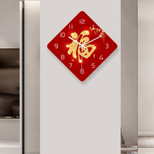菱形钟表客厅挂钟2023新款简约现代创意J挂墙新中式背景墙大气时