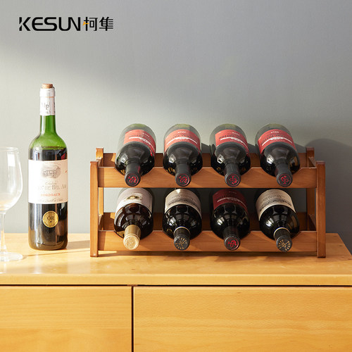 红酒架简易葡萄酒k收纳架酒瓶托架置物架吧台桌面摆件楠竹家用酒