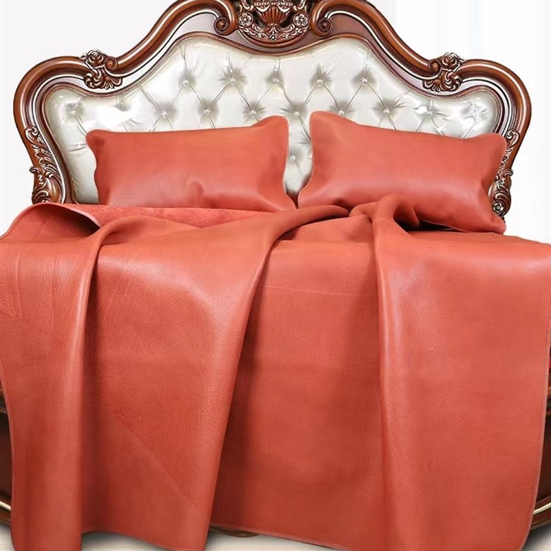 整张头层牛皮凉席本色清水无涂层水牛皮床垫1.P8米软席硬真皮席子