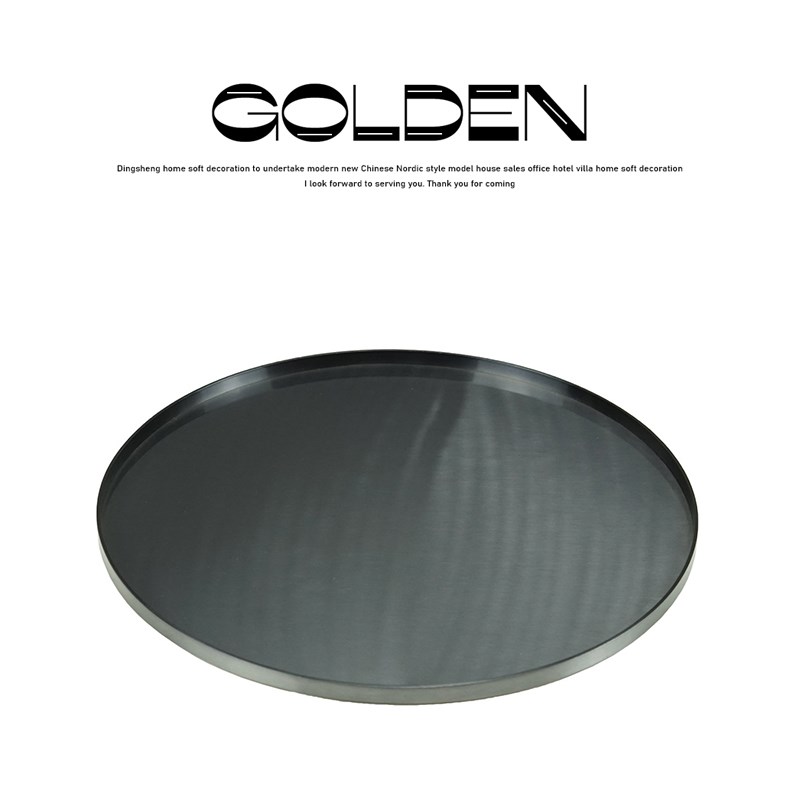 简约现代极简黑色金属托盘金属托盘摆件 茶几电视柜餐Z桌收纳装饰