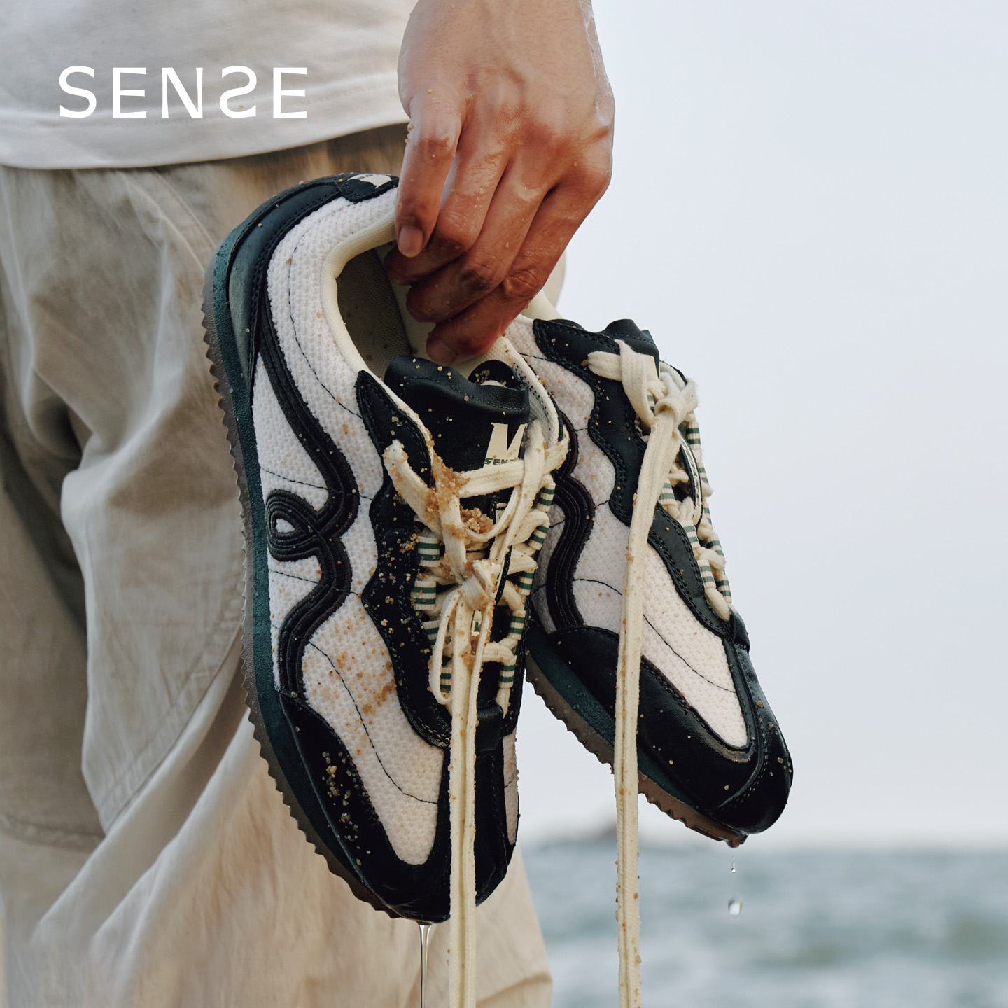 SENSE by JM鹿晗同款鞋复古休闲运动德训鞋男女松雾白经典阿甘鞋