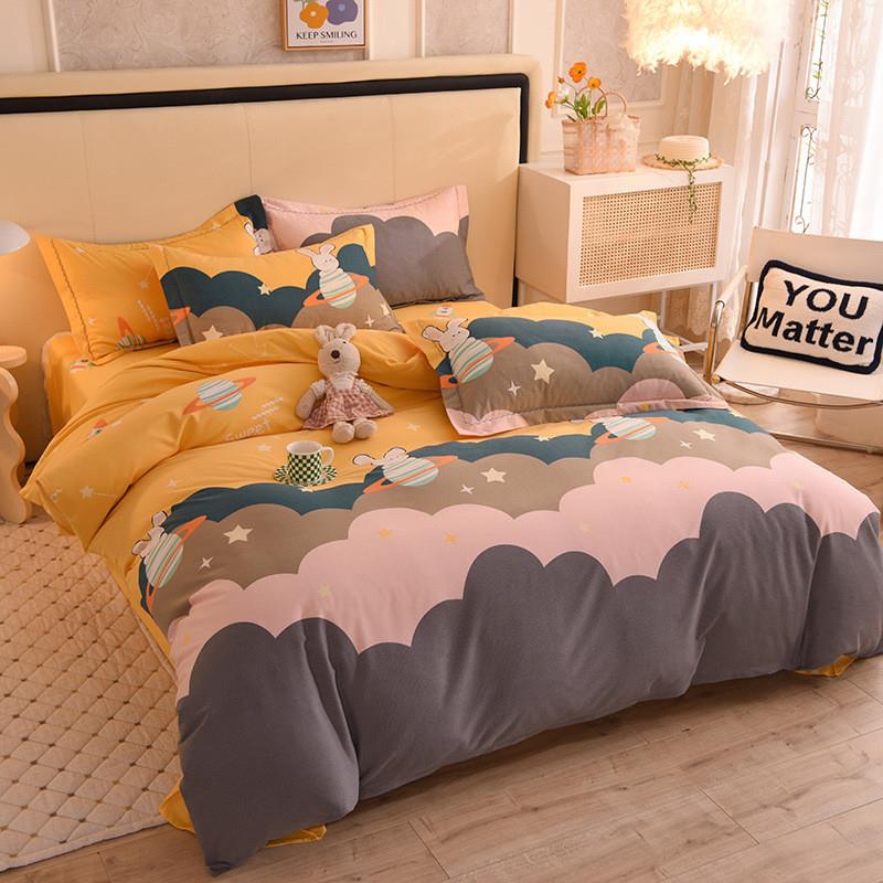 全棉磨毛四件套纯棉生态四季喷气面料三件床单款套件床上用品
