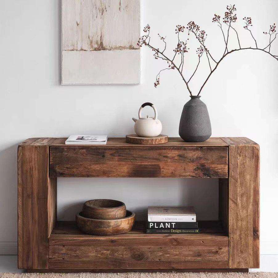 新中式餐边柜老榆木橱柜餐柜客厅实木复古做旧风老榆木茶水柜