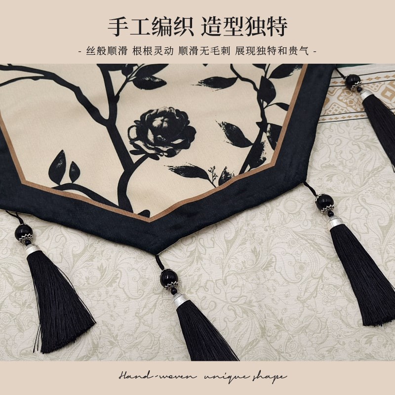 新中式茶席桌旗轻奢高级感长条茶桌垫布防水桌布茶台茶旗餐桌旗布