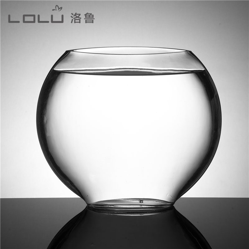 玻璃鱼缸圆形大号加厚扁圆形中号玻璃花瓶水族箱桌面玻璃花瓶简约