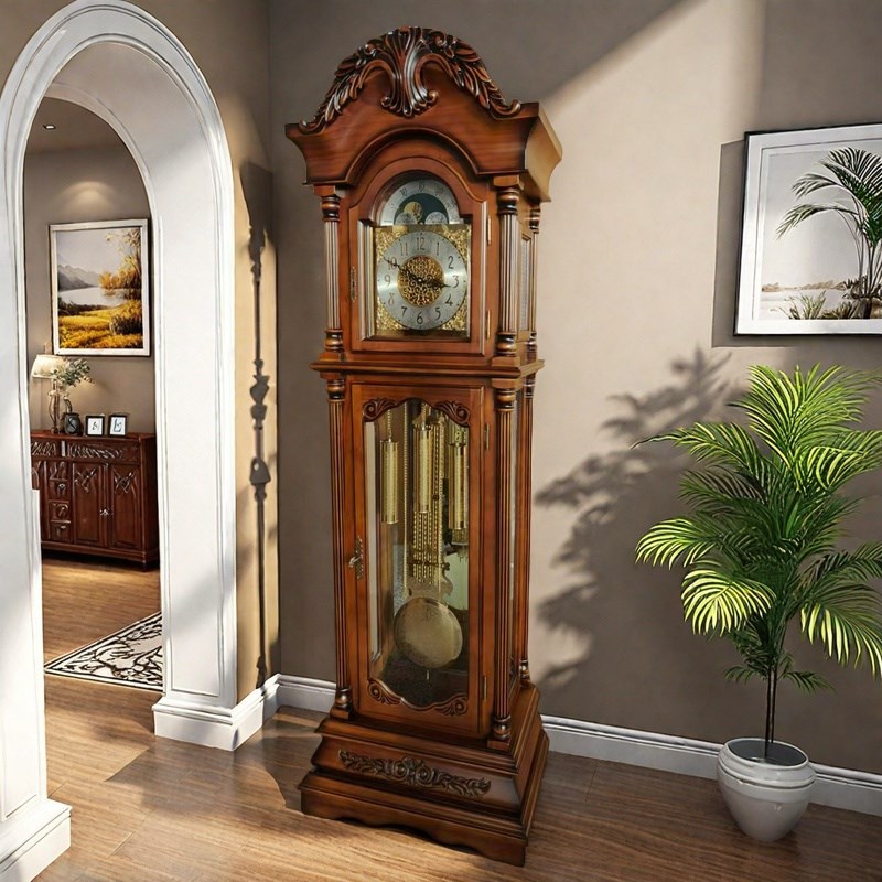 德国赫姆勒机械机芯立式座钟高端别墅欧式客厅复古实木立钟落地钟