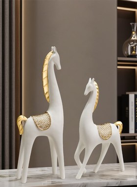 新中式情侣马摆件高档家居客厅玄关办公室桌面乔迁送礼装饰品摆件