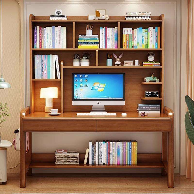 卧室升降百思宜实木书桌书架一体学生可电脑桌家用成人儿童学习桌