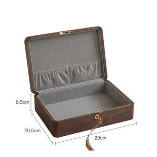 跨境黑胡桃木盒子复古带锁收纳盒实木质桌面收纳盒杂物小箱子精致