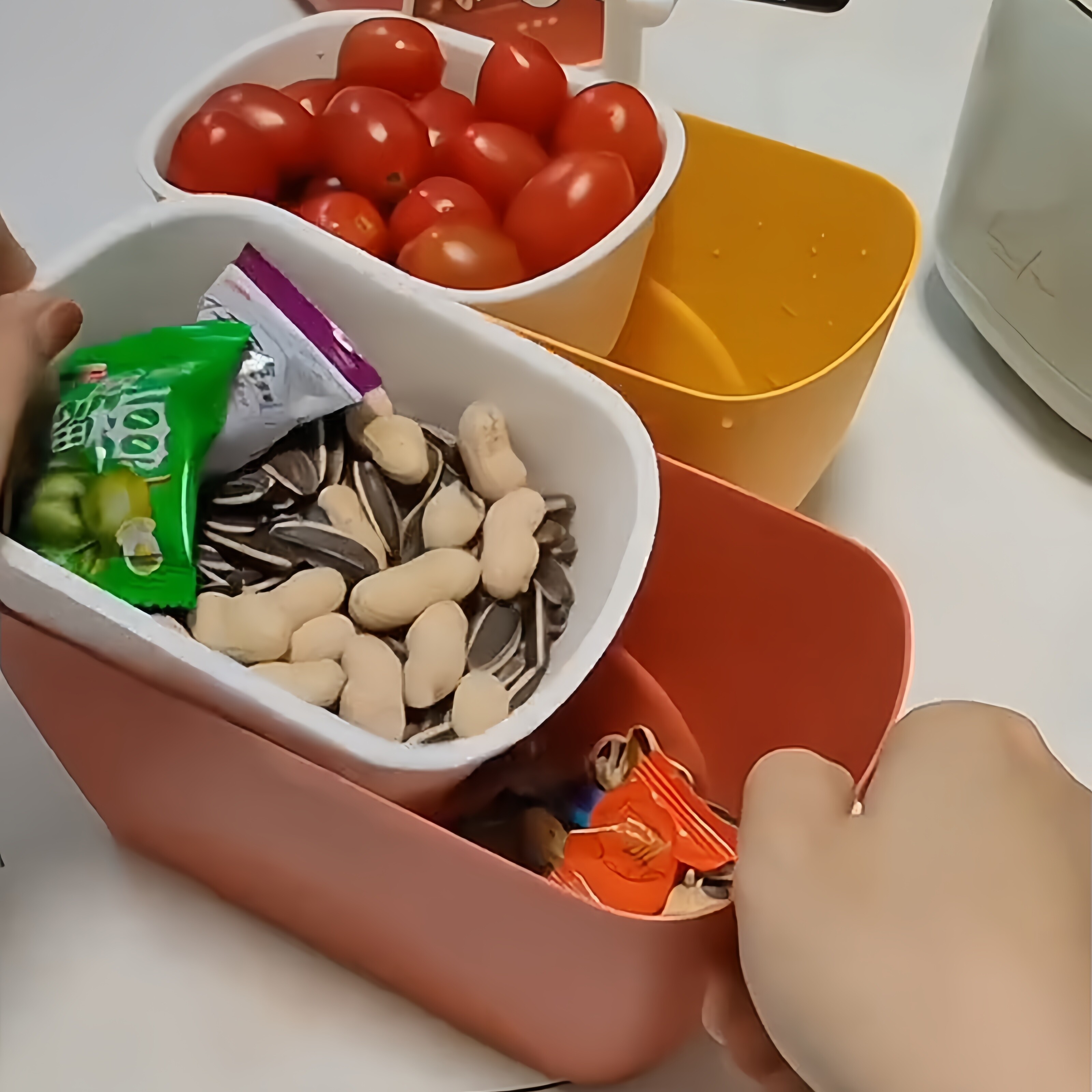 家用懒人双层食物盒嗑瓜子圆角可沥水果盘篮糖果零食干果盘收纳盒