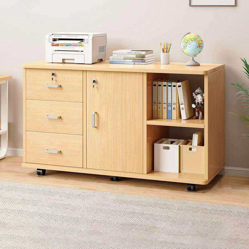 办公室文件柜带锁储物柜资料收纳柜子桌下侧边柜矮柜打印机置物柜