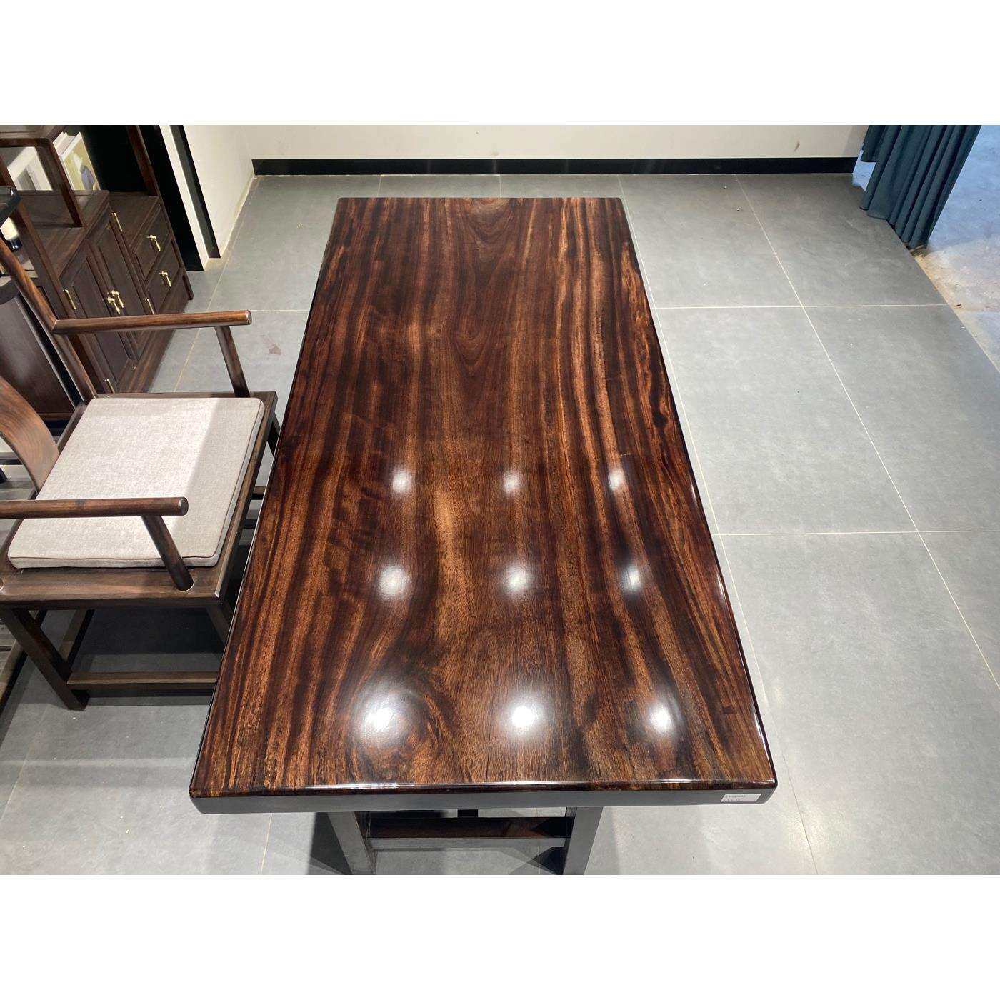 尺寸：170*80*7.5 乌金木实木大板原木茶桌餐桌老板桌会议桌