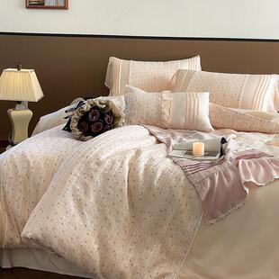 1春夏少女凉感100支兰精天丝四件套花卉荷叶边丝滑被套1.8床上用