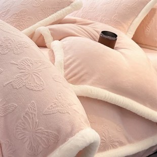 雕花牛奶绒四件套加绒冬季 床单床上用 被套高级感珊瑚绒2N025新款