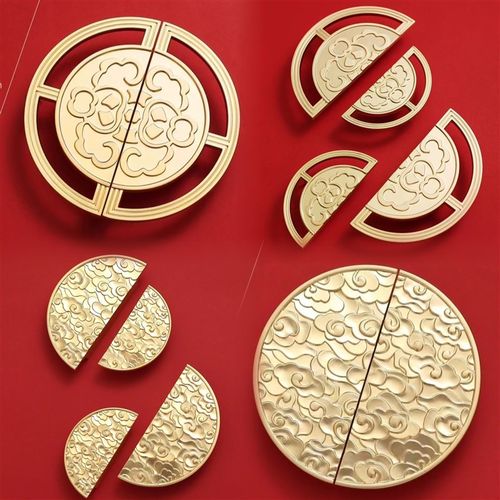 新中式祥云古典柜门拉手圆形x定制浴室橱柜酒柜对开门把手轻奢明