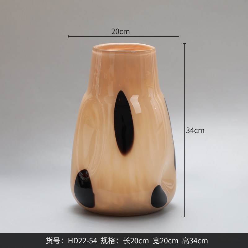 中古玻璃花瓶插花摆o件简约轻奢高级感客厅桌面电视柜软装创意花