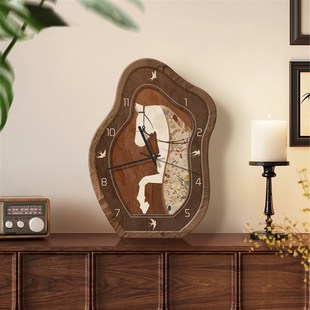 中古风摆件桌面时钟摆台式 钟表挂墙复古艺术挂 客厅挂钟2E025新款