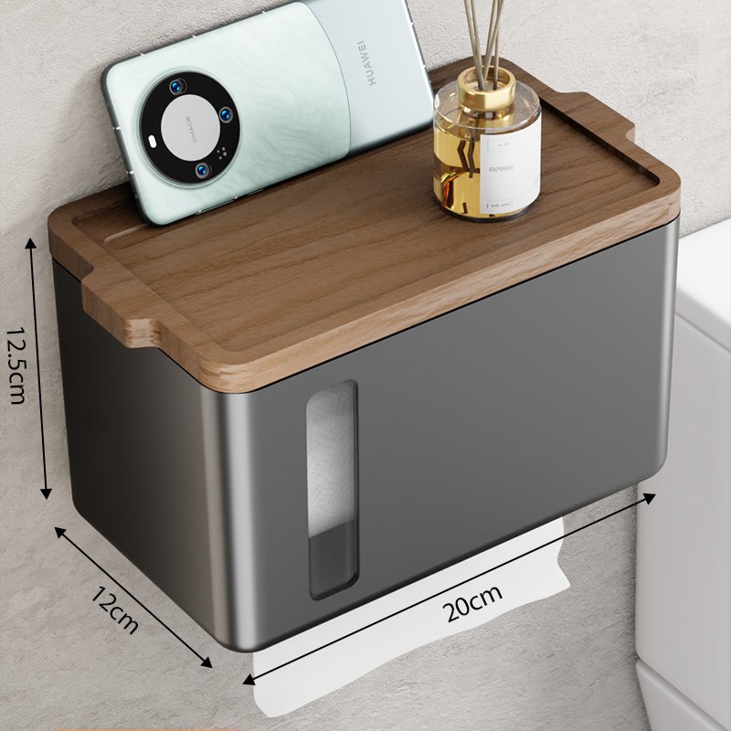 实木卫生间厕纸盒擦手纸盒浴室洗A手间壁挂式厕所纸巾架防水卷抽