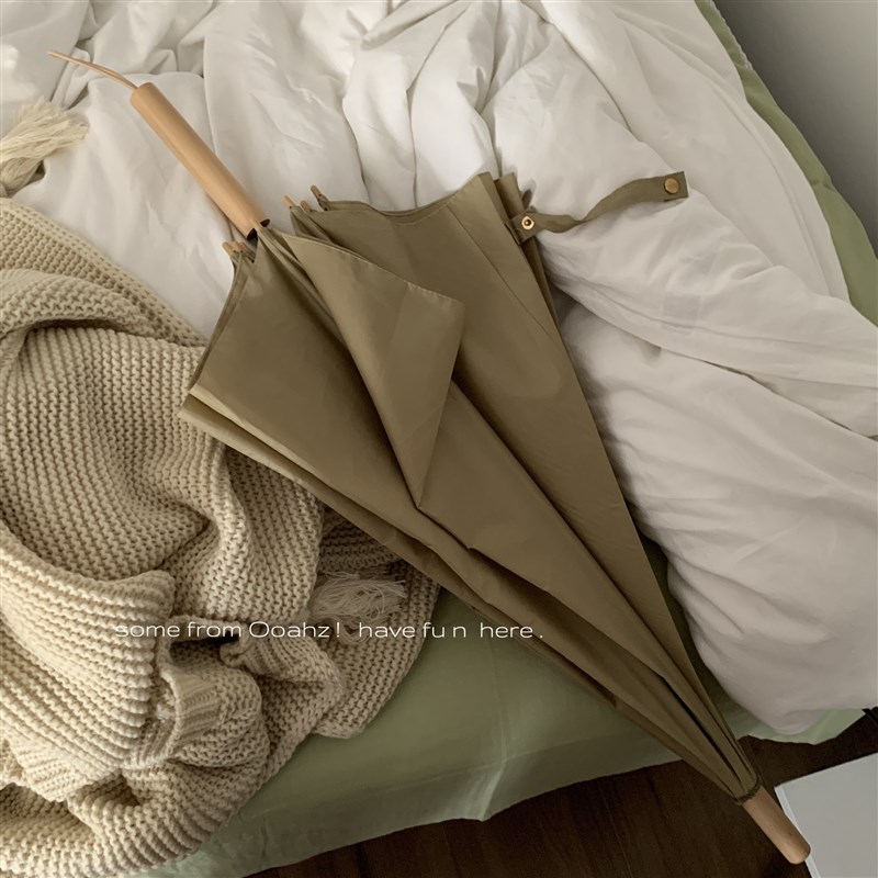 山野原宿~c毒家版!出口岛国日系直杆伞 纯色长柄雨伞实木手柄男女