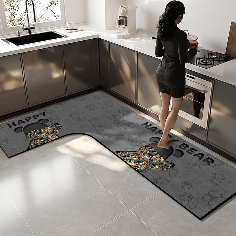 L形高级感e厨房地垫硅藻泥吸水吸油防滑可擦免洗防油耐脏好打理