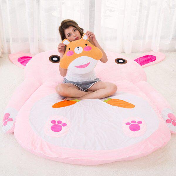 懒人床卧室可爱龙猫懒人沙发榻榻米创意床双人床卡通学生宿舍床垫