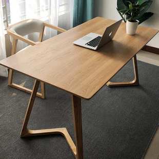 北欧家用书房实木书桌学生写字台简约工作室白蜡木单人办公电脑桌