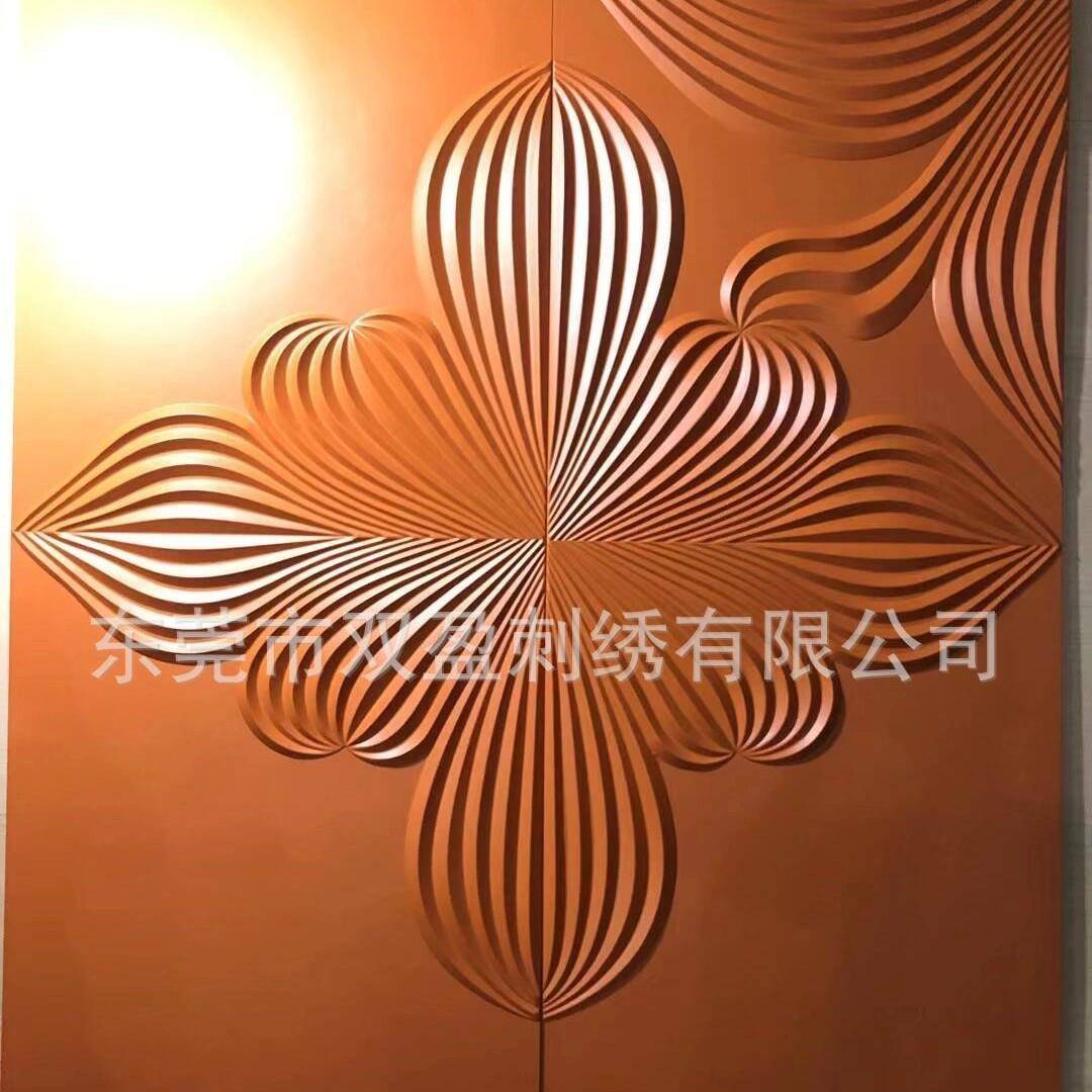 跨境中东酒店别墅5D高挑木雕立体精雕皮雕硬包几何浮雕背景墙墙饰