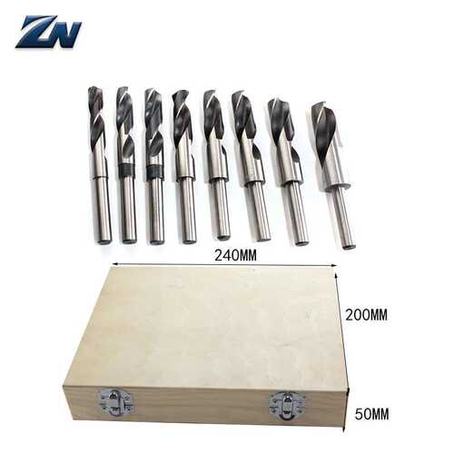 8件套黑白等柄麻花钻白钻1/2柄小柄钻头14mm-25mm三角柄钻头木盒