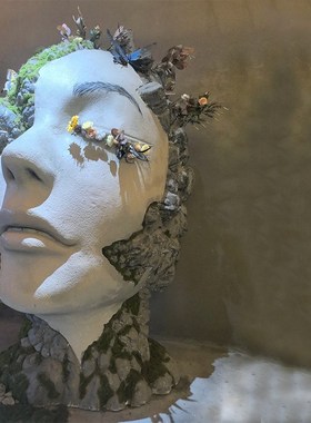 网红人脸面具背景墙壁饰雕塑 咖啡奶茶酒吧KTV商场落地装饰摆件